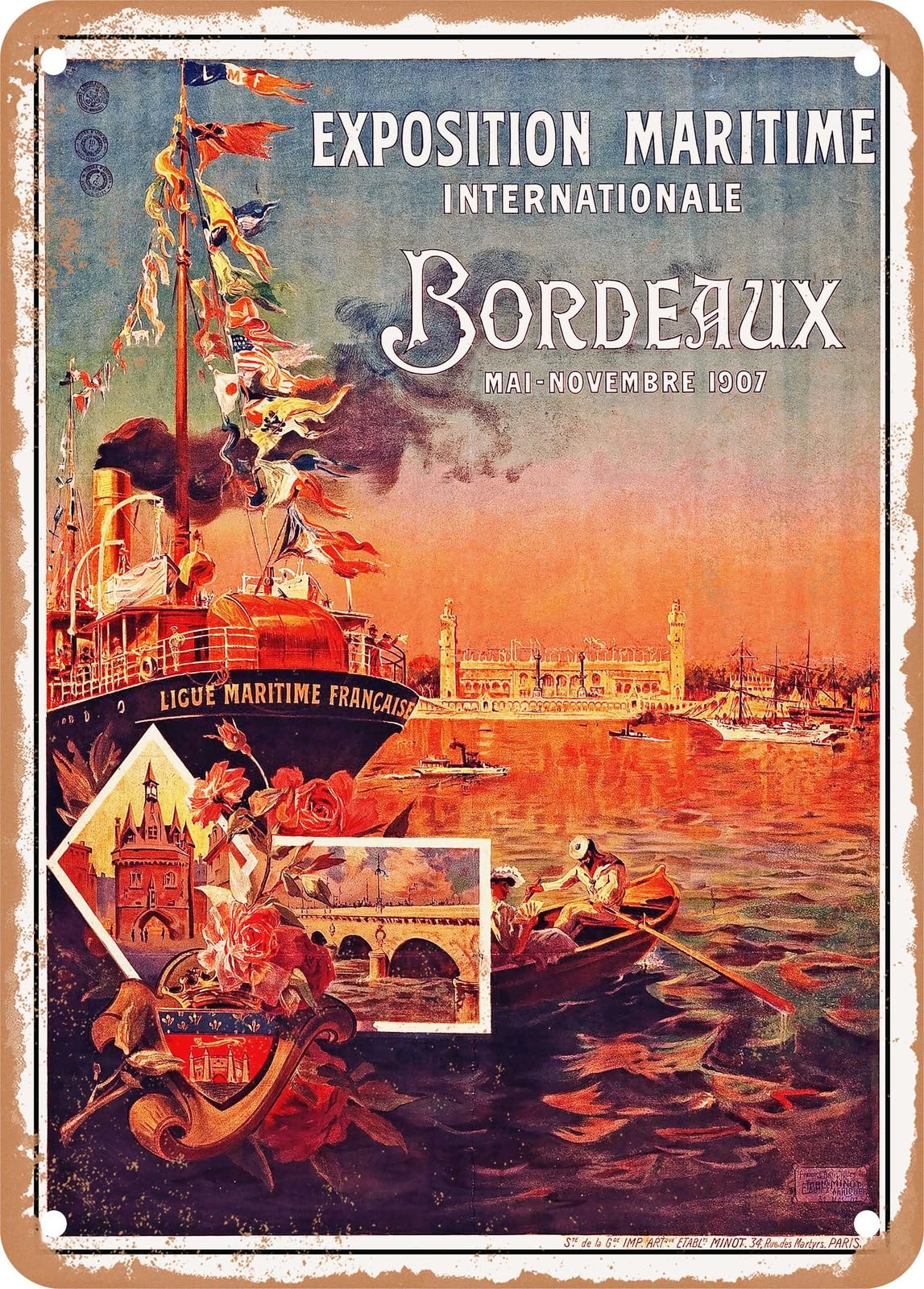 METAL SIGN - 1907 International Maritime Exhibition, Bordeaux Vintage Ad home decor