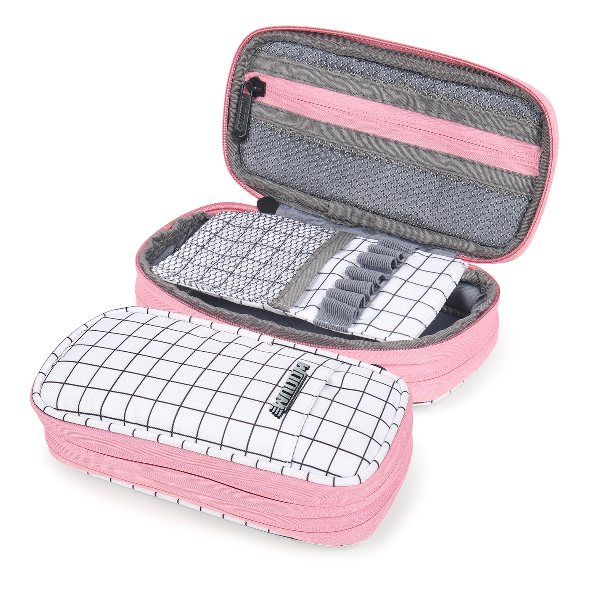 WooumExpandable Pencil Pouch Big Pen Case Office College School Large Storage High Capacity Pouch Holder Organizer (Checks)