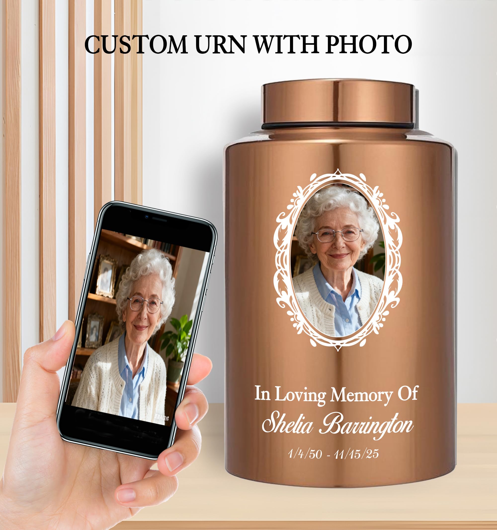 Urne Mensch Große Urnen für menschliche Asche dekorative Beerdigungsurne für männliche und weibliche Asche Edelstahl-Aschekiste (Flügel eines Engels)