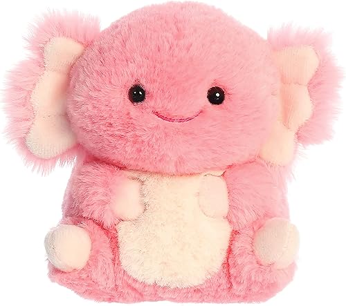 Aurora® Round Rolly Pet™ Ari Axolotl™ - Adorables compañeros - Diversión sobre la marcha - Rosa 5 pulgadas