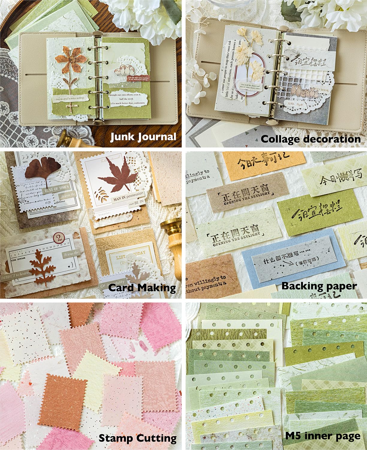 300 szt. papieru do scrapbookingu, teksturowane i drukowane, różne zestawy, specjalne karty, papier, mieszany, do scrapbookingu, dziennika, dziennika, planera, kolaży, 10 x 6 cm, 300 szt