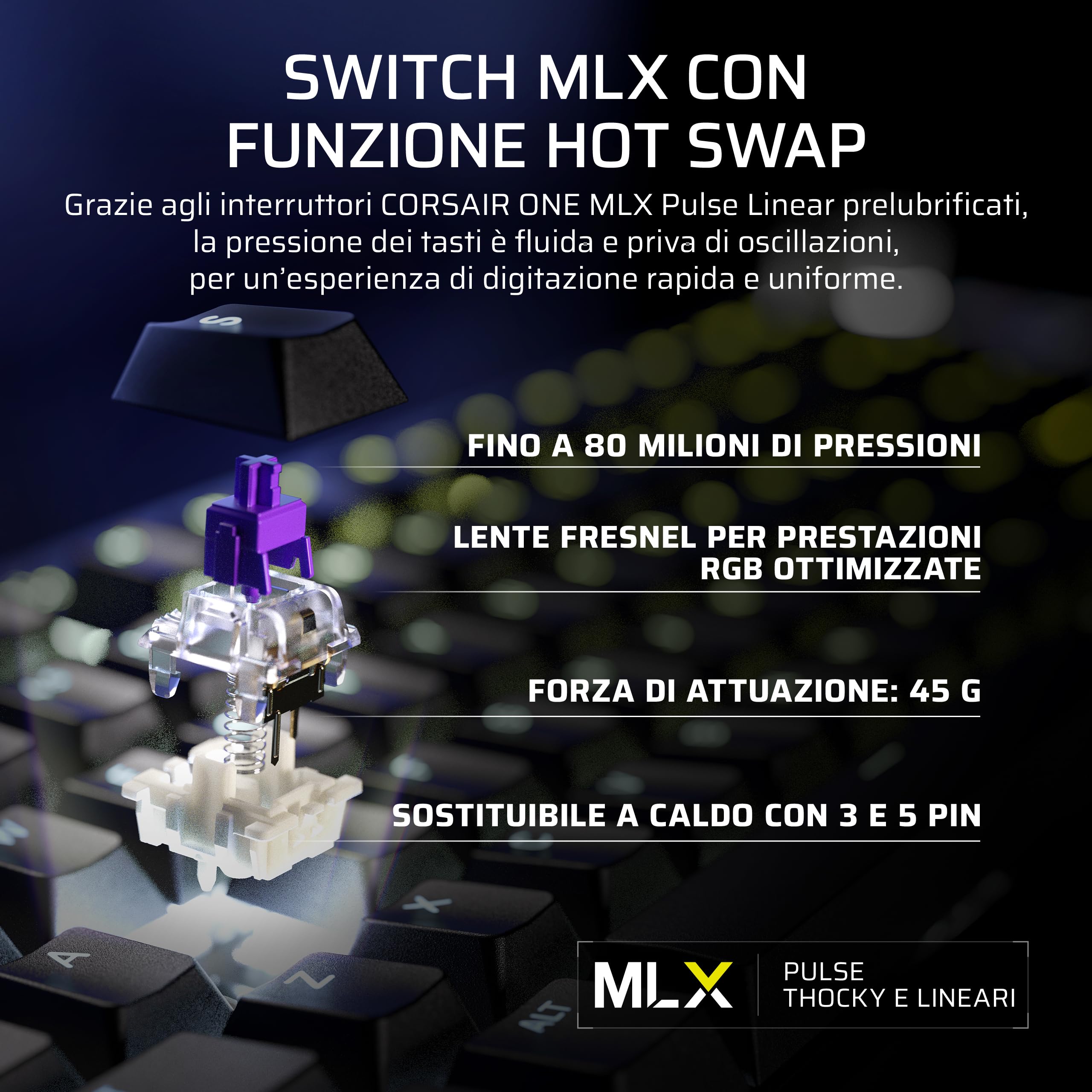 Corsair GALLEON 100 SD RGB Tastiera da Gioco Meccanica Cablata – QWERTY IT | Elgato Stream Deck Integrato, Interruttori MLX Pulse Thocky Lubrificati e Sostituibili a Caldo, FlashTap SOCD, 8,000Hz