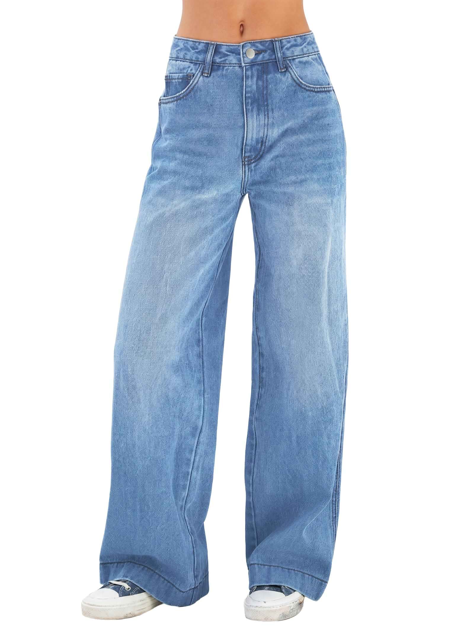EMMIOL Women 2026 Wide Leg Jeans High Waist Stretchy Baggy Denim Pants Soft Comfy Jeans Women with 5 Pockets,Lady Basic Full Length Denim,Relaxed Fit,Casual Daily Wear Trousers Clothing