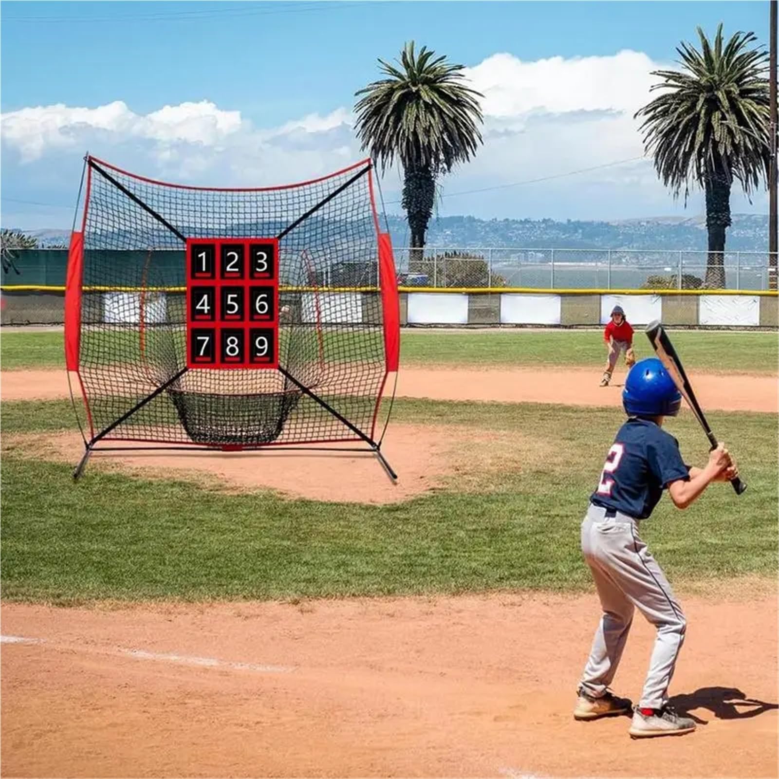 Baseball Rebounder Netz Pitching Net Softball-Übungs-Schlagziel Einstellbares mit Strike Zone for Baseball-Softball-Übung Tragbar