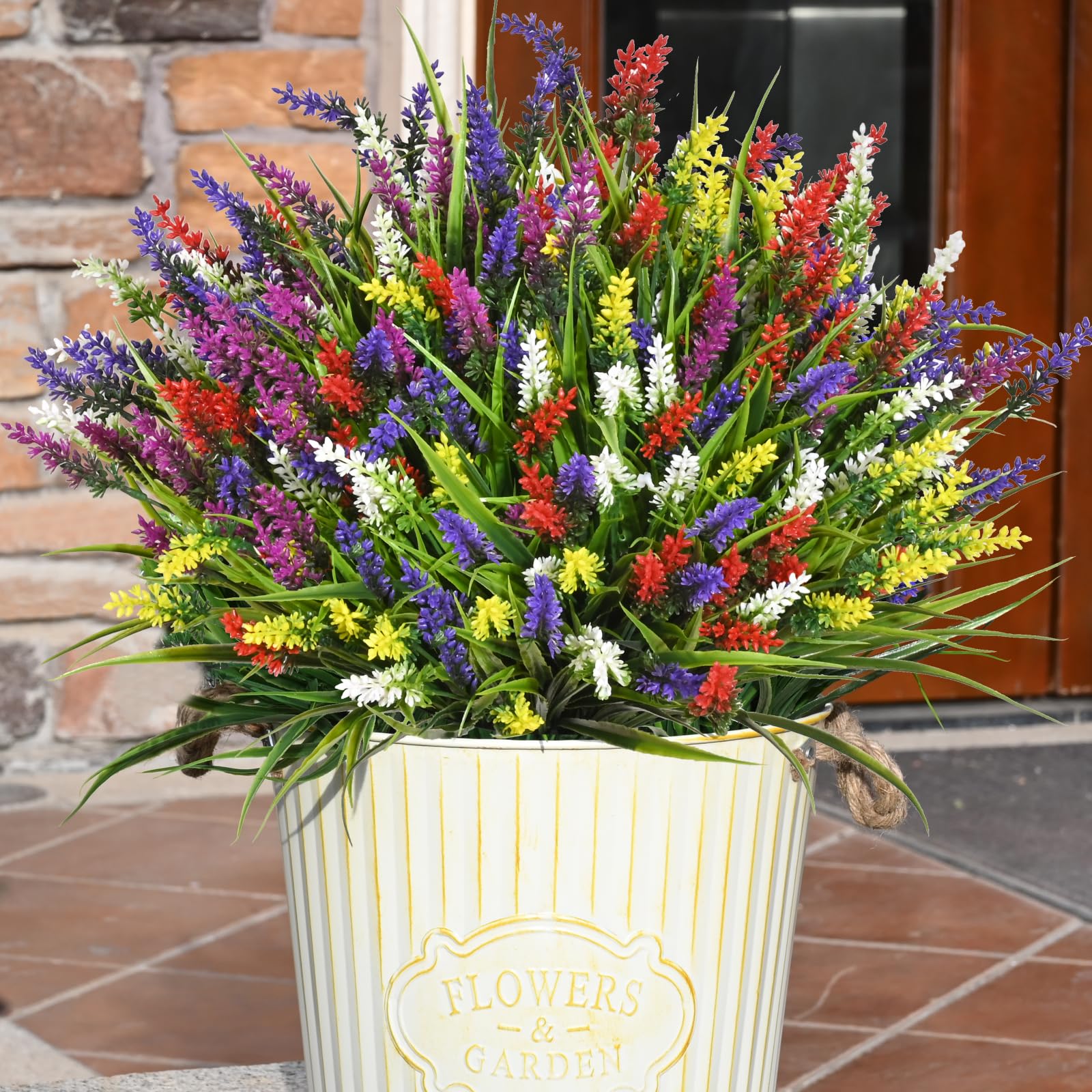 Waipfaru 20 Bundles Artificial Plants Outdoor,Fake Flowers UV Resistant Outdoor Fake Plants,Faux Lavender Shrubs for Window Garden Patio Hanging