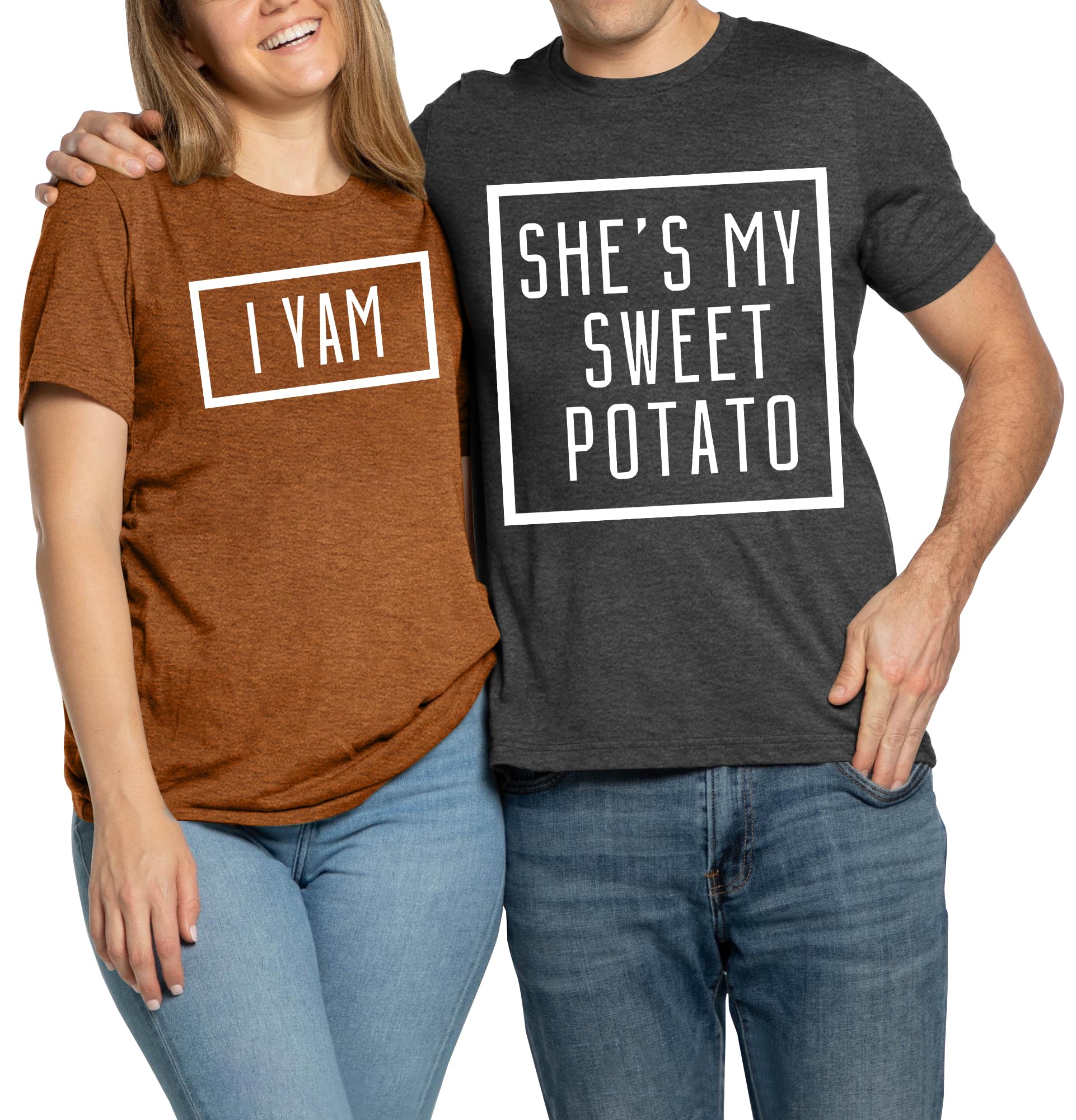 She's My Sweet Potato I Yam T-Shirt Couples Thanksgiving Shirts Matching for Husband and Wife Casual Tops