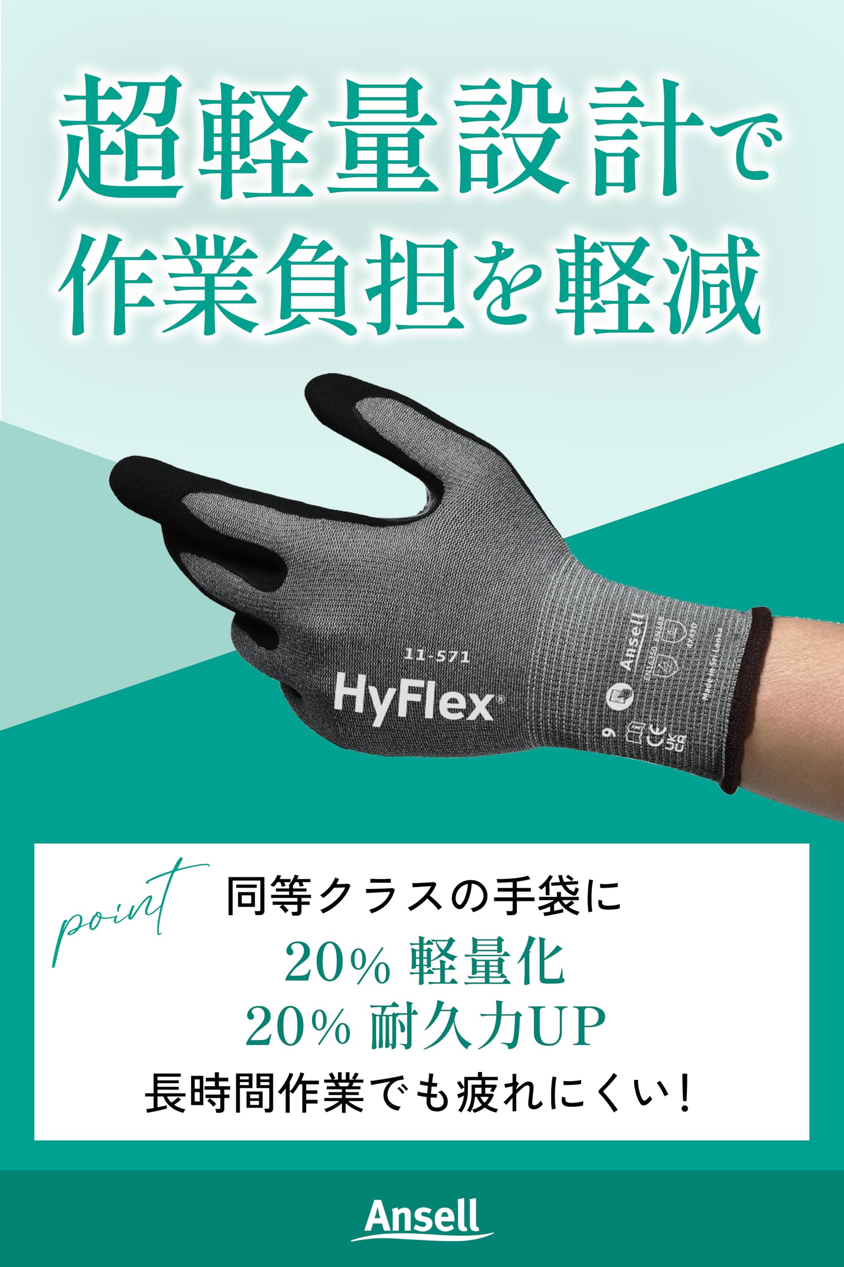 Amazon | [Ansell] アンセル 耐切創 手袋【hyflex ハイフレックス S