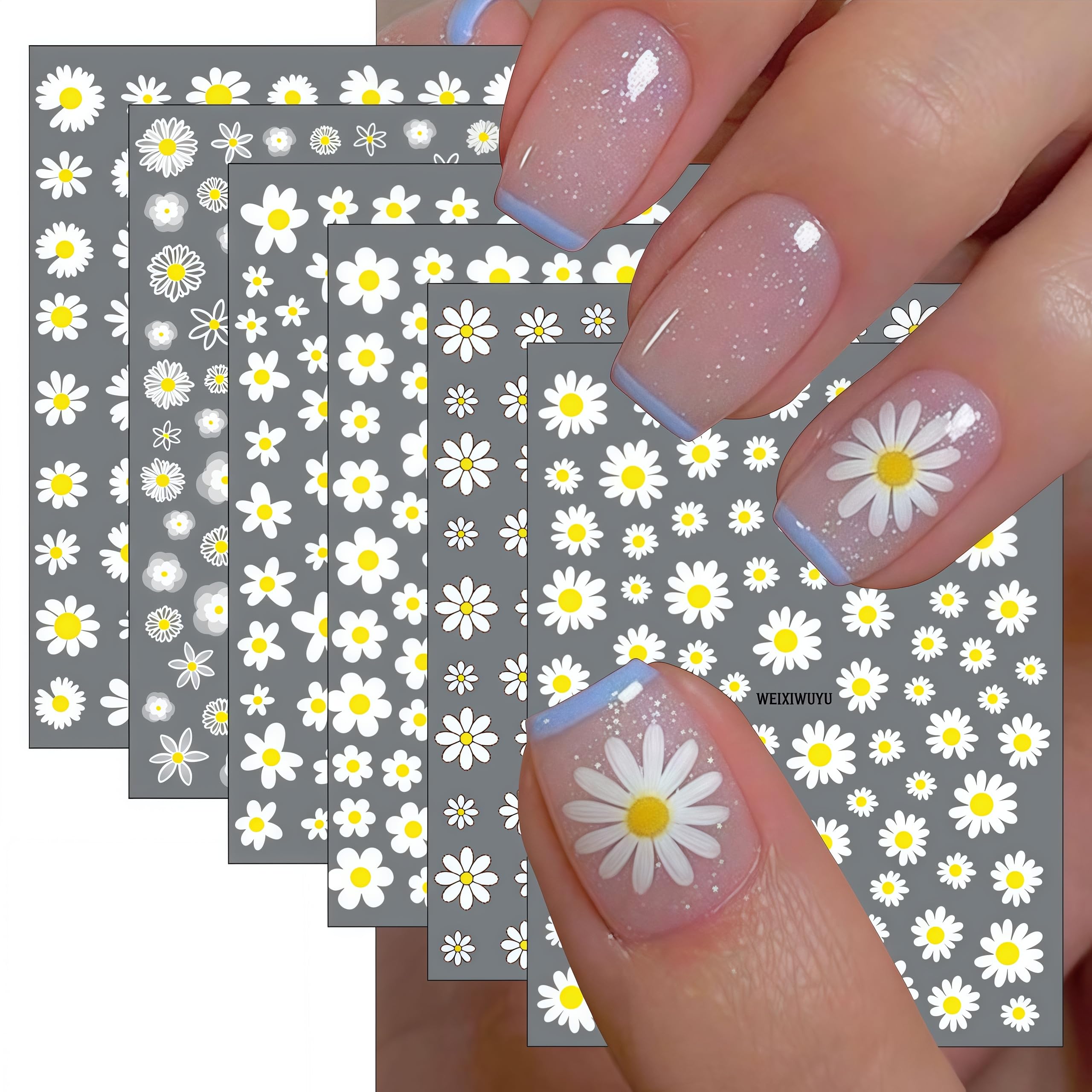 Amazon.com: 6Sheets Daisy Nail Art Stickers,Floral Daisy Nail