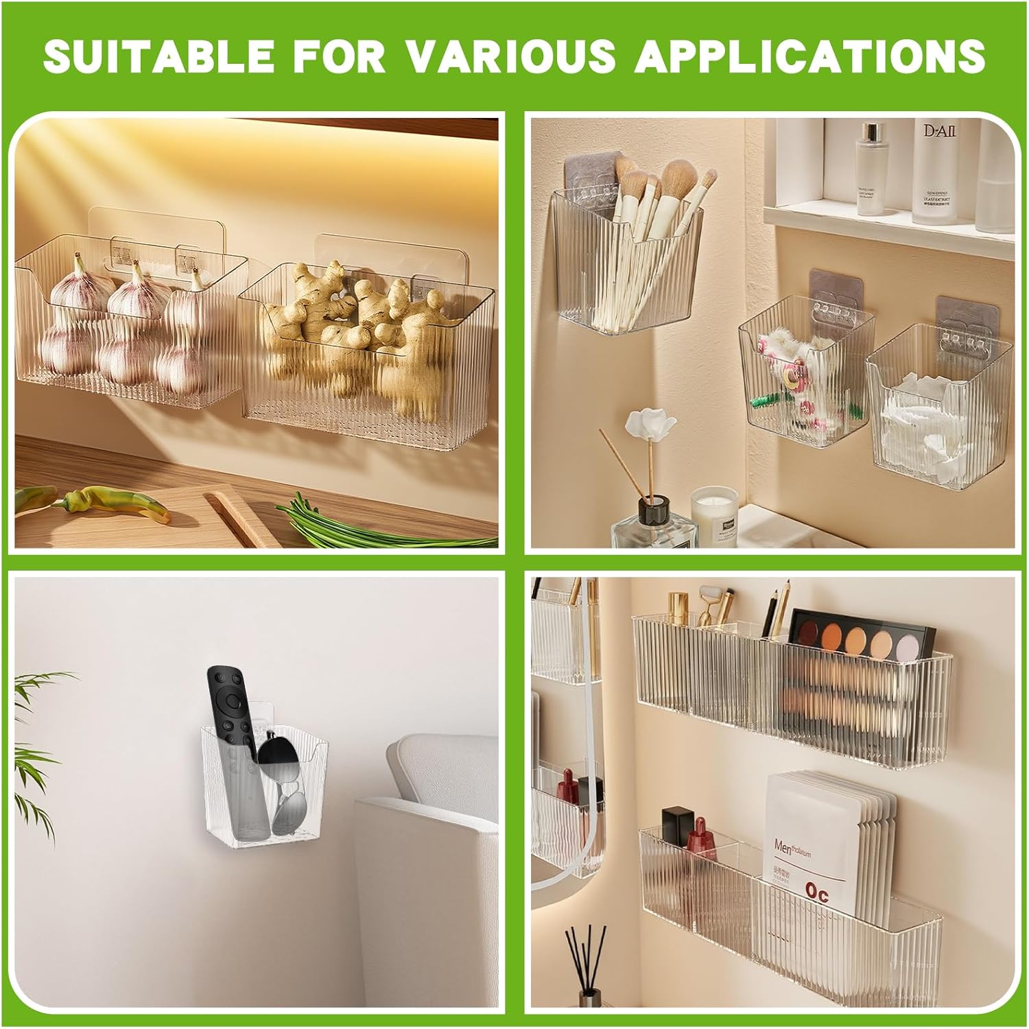 6 Pcs Cabinet Door Organizer,Clear Storage Organizers Bins,Wall Mounted Shower Basket,Inside Cabinet Door Storage,Makeup Organizer,Stackable Organizers Basket for Kitchen Bathroom Cabinets Pantry