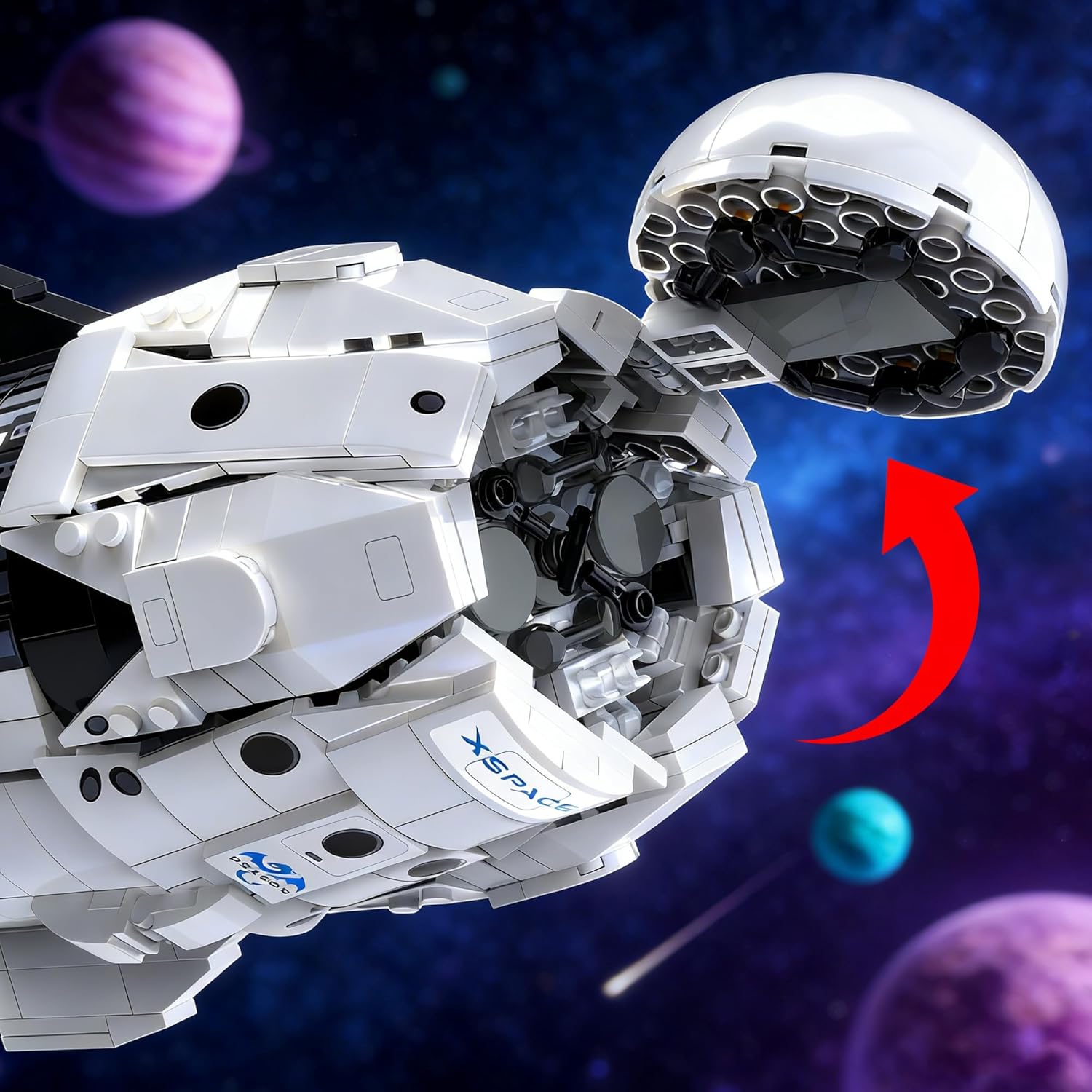 Dragon2 Space Rocket Ship Building Set, Space Shuttle Model Kit, Technic Spacecraft Collection for Adult & Aeronautics Enthusiast Ages 8+, Aerospace Engineering STEM Building Toys, 850PCS