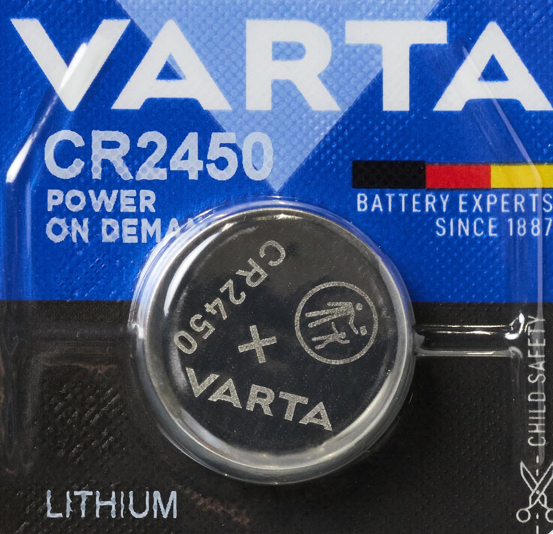 VARTA Piles Bouton CR2450, Lot de 20, Power on Demand, Lithium, 3V, Emballage sécurisé pour Les Enfants, pour Les appareils Smart Home, clés de Voiture et d'autres Applications
