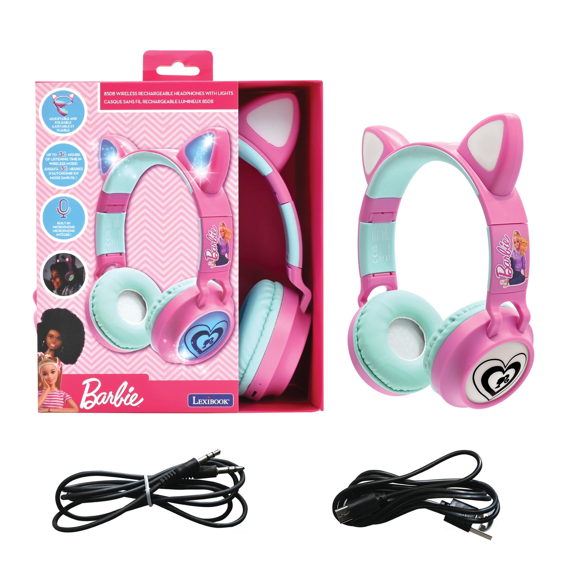 LEXIBOOK, Barbie Bluetooth Headphones, HPBTKTBBLXB