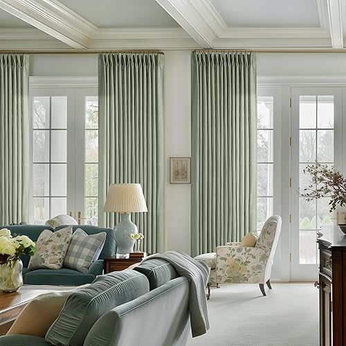 Miniatura 6 de Cortinas plisadas de lino, semitraslúcidas, estilo rural, filtran la luz, con anillos y pestaña trasera, para sala o dormitorio, 84 pulgadas de