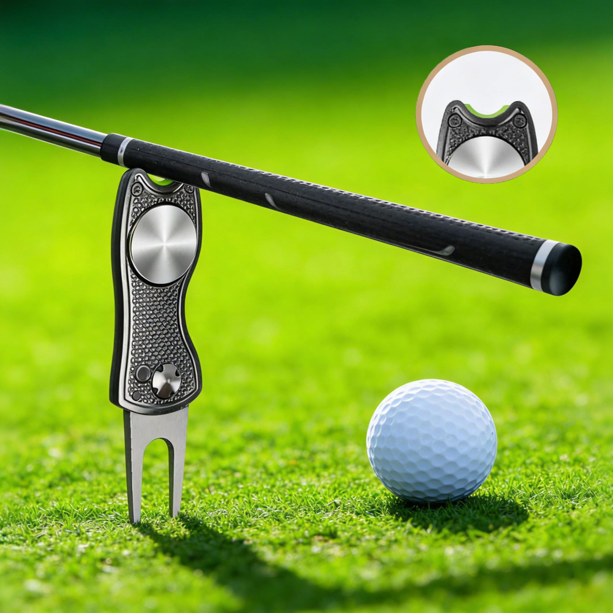 2 Pezzi Forcelle Da Golf Strumento Di Marcatore, Pitch Fork Golf, Golf Divot Strumento Di Riparazione, Per La Riparazione Di Tappeti Erbosi Verdi E Golf, Con Pennarello Magnetico Per Golfisti