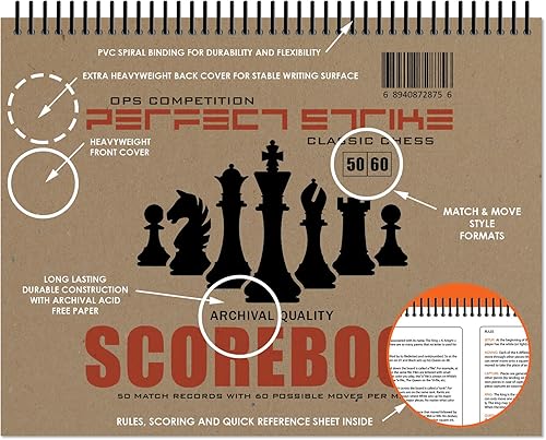 Miniatura 2 de Libro de puntuaciones de ajedrez Perfect Strike con reglas e instrucciones de puntuación. Heavy Duty. Práctica y competencia. (8.5" x 11") TS-5060