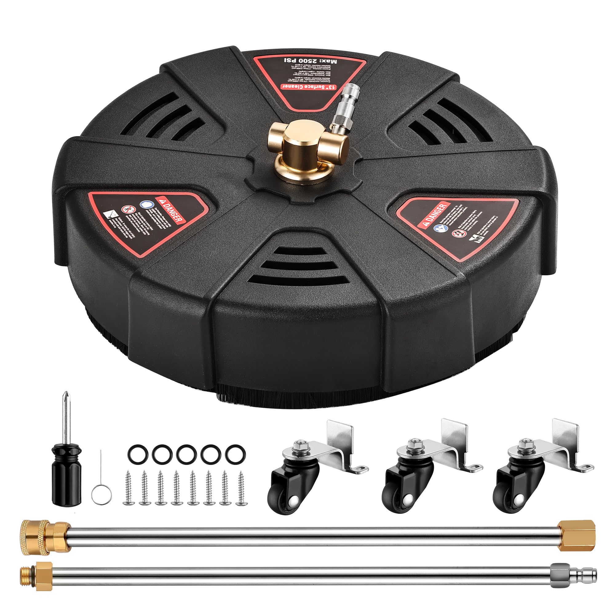 FENG PAI - Limpiador de superficies para lavadora a presión de 13 pulgadas, limpiador de superficies de 2500 PSI con conexión rápida de 1/4 pulgadas, 2 varillas de extensión para limpieza de entrada,
