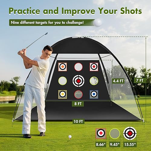 Miniatura 2 de Premkid Golf Net,10x7ft Golf Hitting Training Aids Nets for Backyard Driving Chipping,Golf Practice Net with XL Tri-Turf Golf Mat 12 Golf Balls12