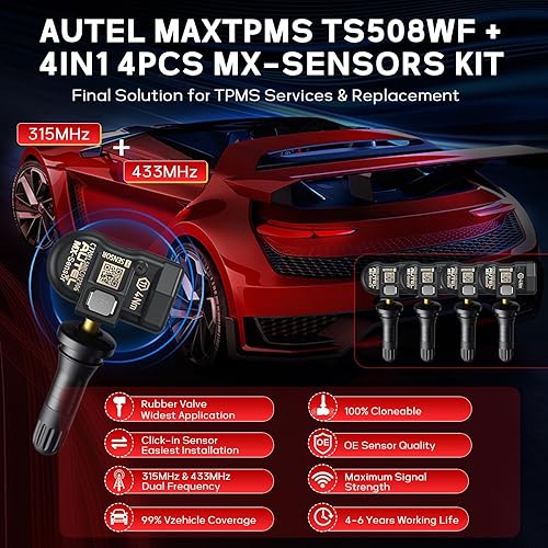 Miniatura 7 de Autel MaxiTPMS TS508WF KIT TPMS Tool, 2024 WiFi Ver. de TS601TS508KTS508, con $120 4PCS 315+433Mhz MX-Sensores, Programación TPMS, OBD