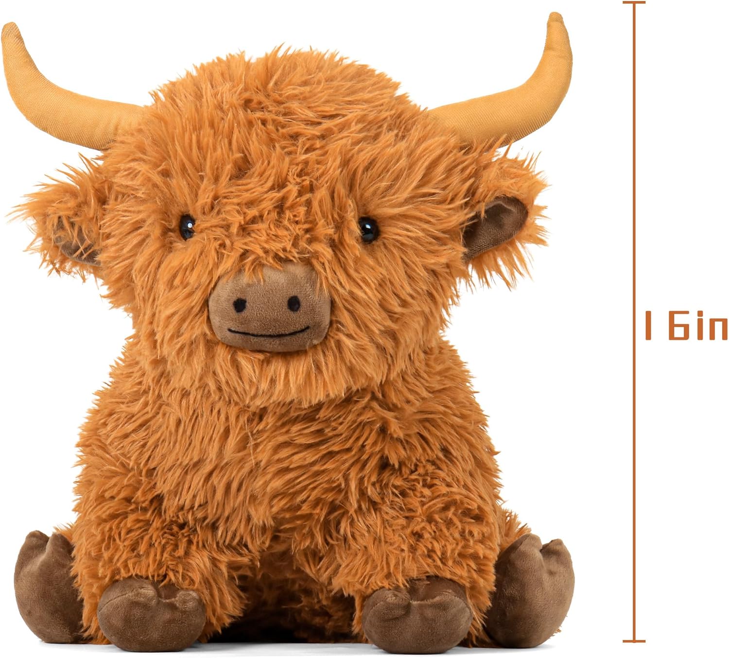 5lbs Highland Cow Weighted Stuffed Animals, 16in Tall Big Highland Cow Plush Toy, Soft Adorable Stuffed Animal for Kids and Adults Highland Cattle Gift Plushie Decor