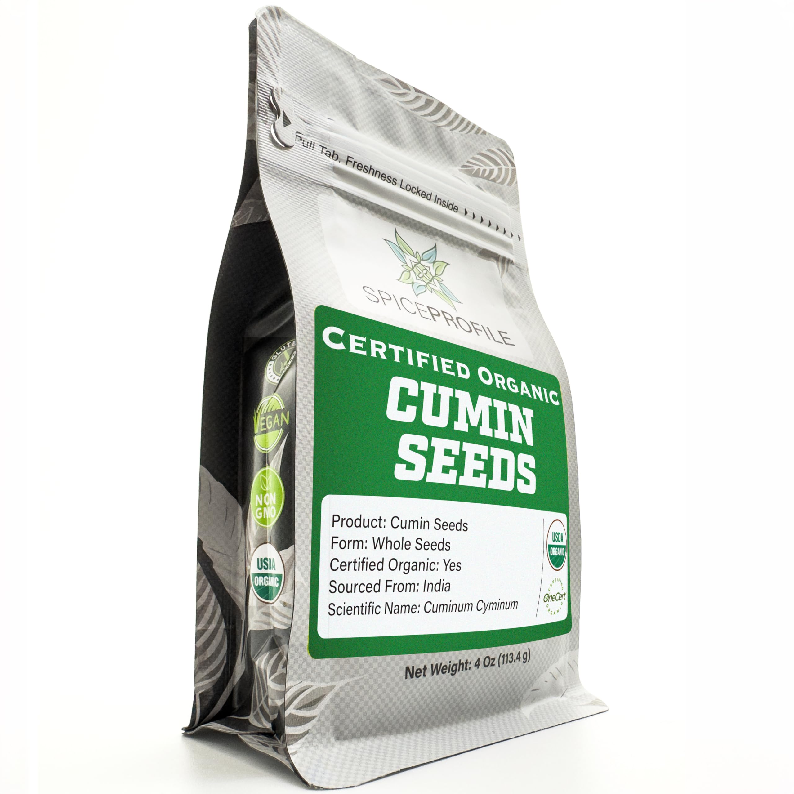 Spice Profile | USDA Certified Organic Cumin Seeds (Whole) | Resealable 4oz Pouch | Best for Tempering, Cooking, Spice Blends & Seasonings | Organic Jeera