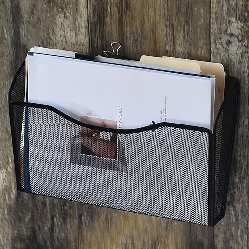 Miniatura 3 de YBM HOME Organizador de archivos de malla para el hogar y la oficina, soporte de archivo colgante de un solo bolsillo para carpetas, documentos,