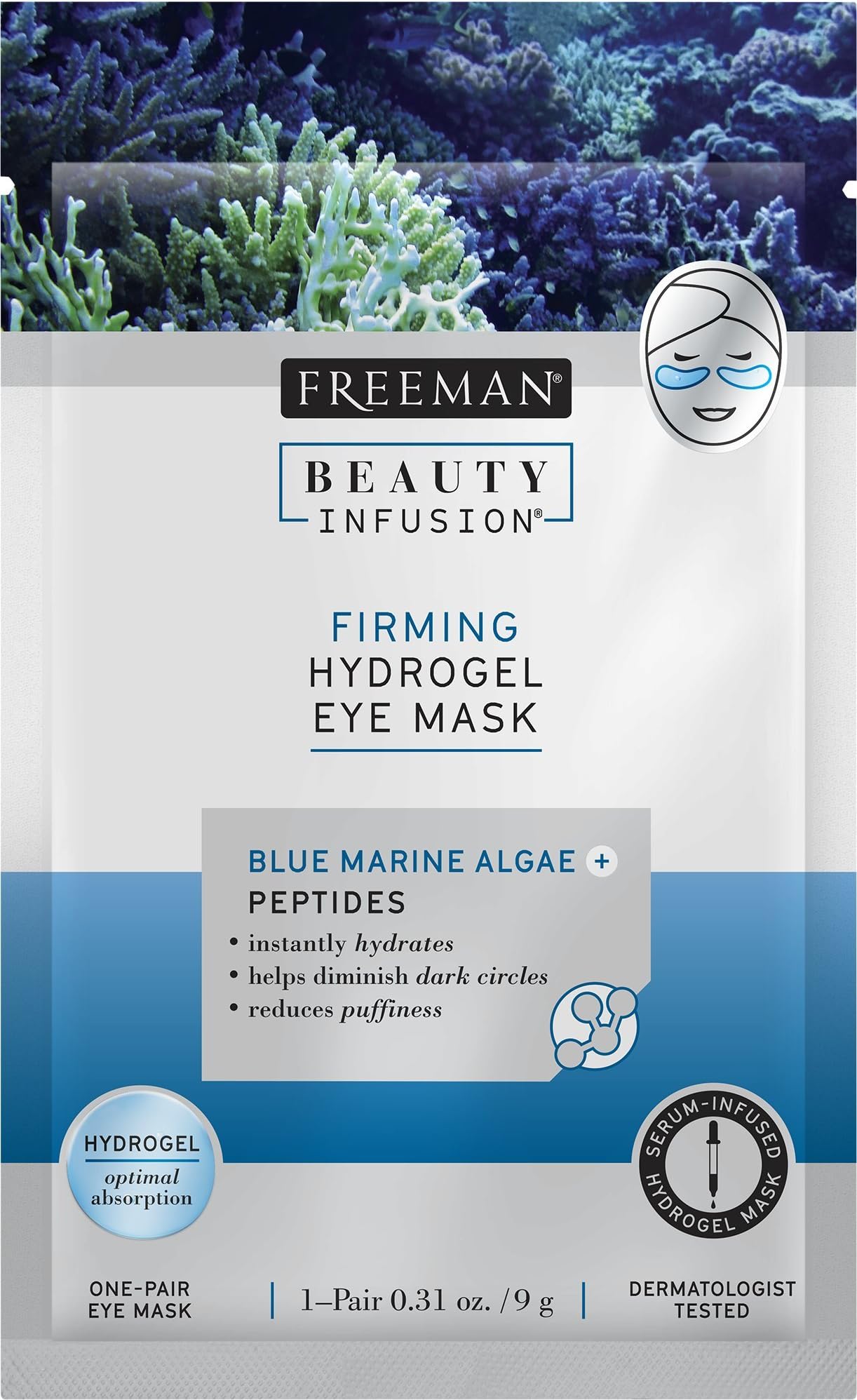 Beauty Infusion Firming Hydrogel Blue Marine Algae and Peptides Eye Mask