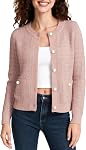 Urban CoCo Women's Open Front Button Down Knit Cropped Cardigan Casual Long Sleeve Sweater Jacket