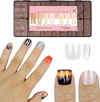 Amazon | NOVO OVO Nail Tips for Men Short Square Round エクストラ