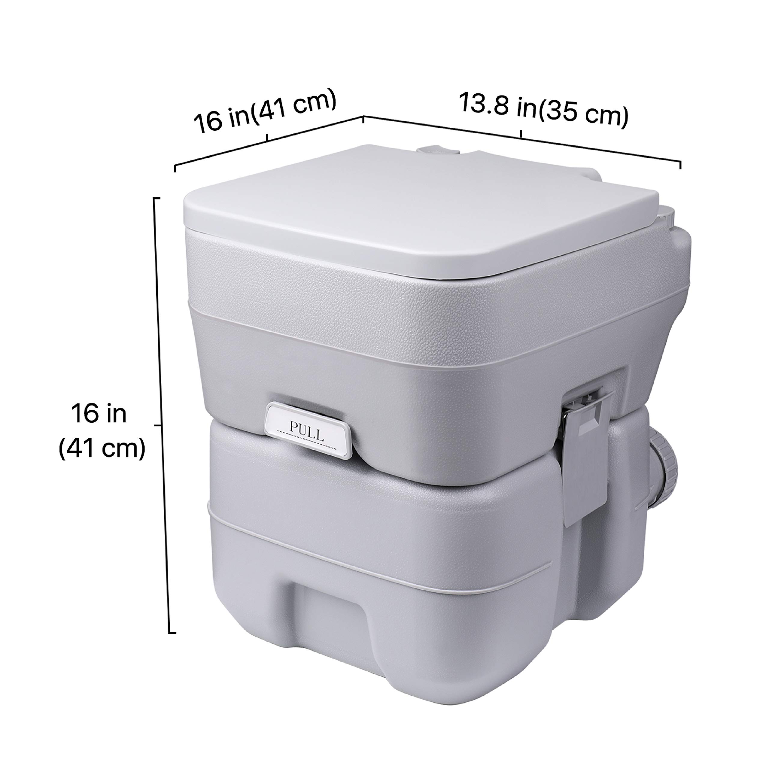 Flexzion Toilette Portatile per Campeggio - Bagno Water WC Comodo da Viaggio roulotte Camper Gabinetto con Sedile, Serbatoio dell'Acqua da 5,3 galloni e Raccolta rifiuti da 3 galloni, Scarico a 3 Vie