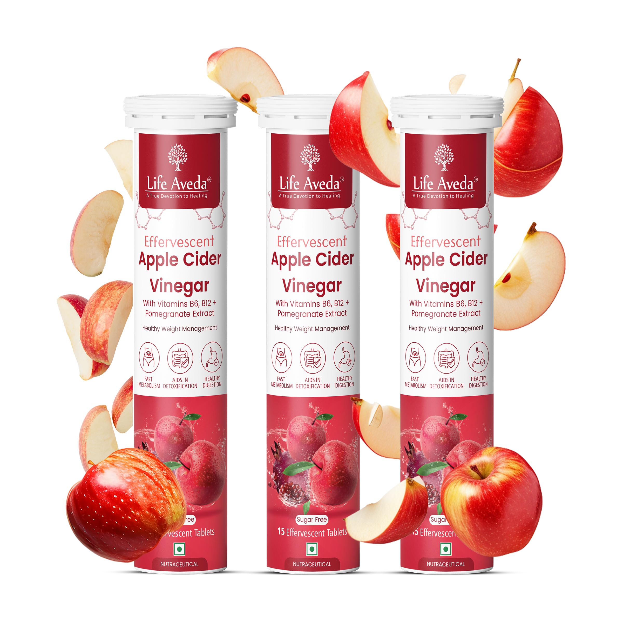 Life Aveda Apple Cider Vinegar Effervescent Tablets | Weight Management, Metabolism & Digestion Support | Contains Vitamin B6, B12 & Pomegranate | 100% Vegan & Easy to Consume - 15 Pcs (Pack Of 3) (B0DFTDQRG4) Amazon Price History, Amazon Price Tracker