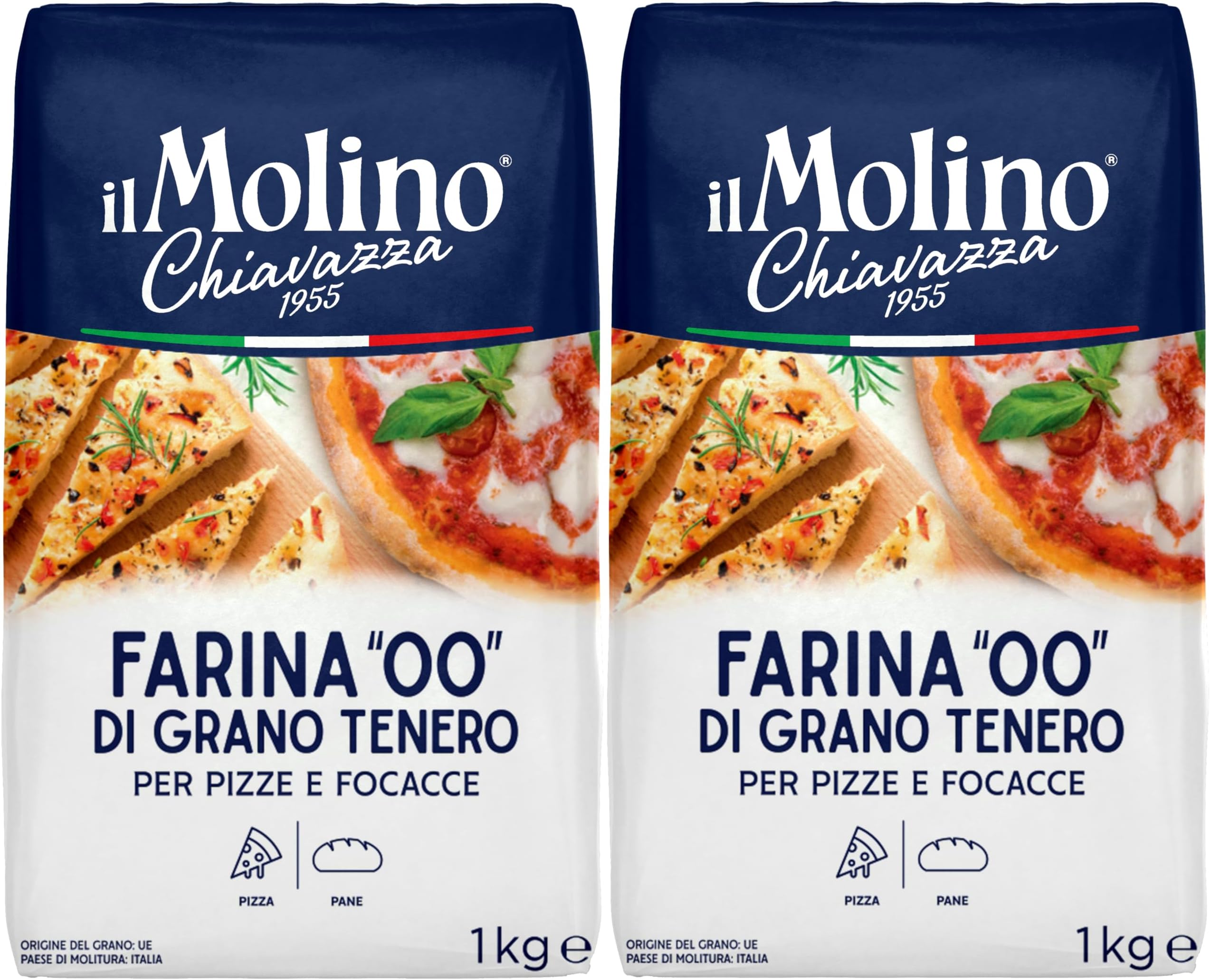 Authentic Italian Soft Wheat Type ''00'' Pizza Flour 1kg - Pack of 2 | Perfect for Traditional Pizza & Focaccia