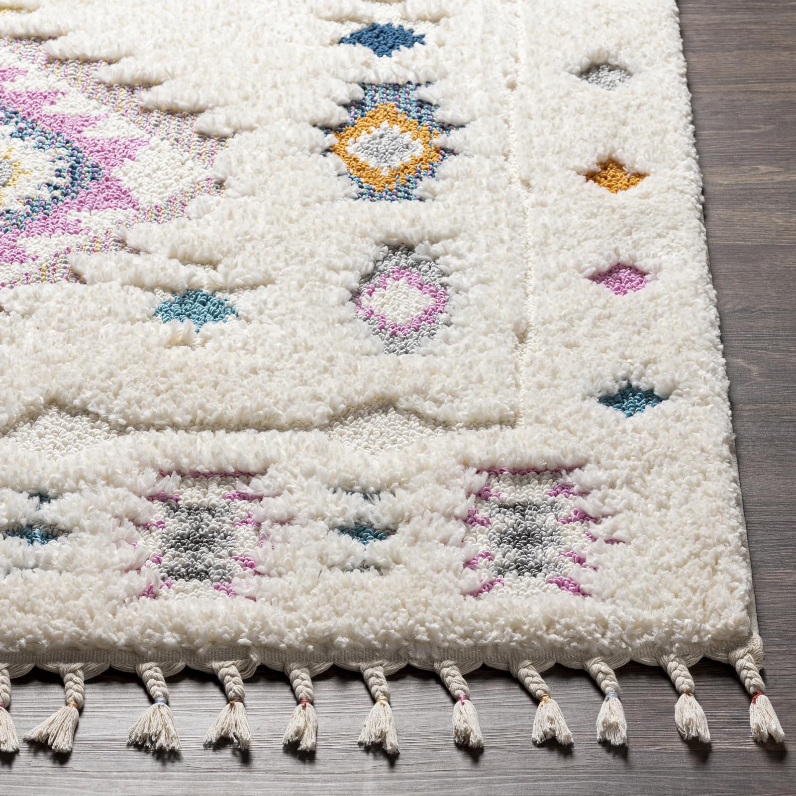 Livabliss SUVA Teppich Wohnzimmer Boho, großer Teppich Schlafzimmer 160x213 cm - Teppiche für Esszimmer mit geometrischem Muster, Skandinavischer Wohnzimmerteppich modern in Creme, Blau, Lavendel