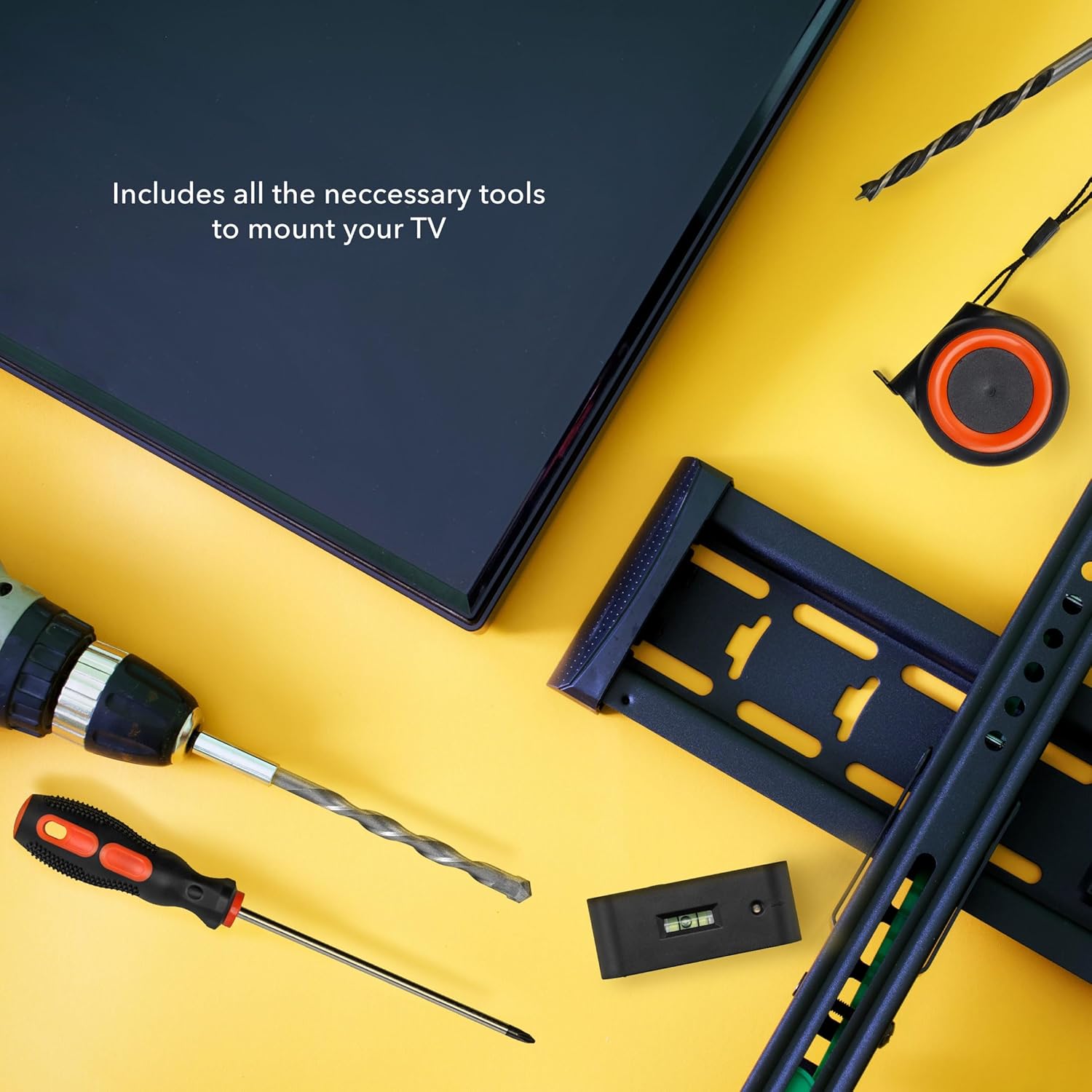Mount-It! Universal TV Mount Installation Kit, 7-Piece Set Includes 2 Wood Drill Bits, 2 Concrete Drill Bits, 1 Stud Finder with Bubble Level, 1 Tape Measure, 1 Philipps Screwdriver