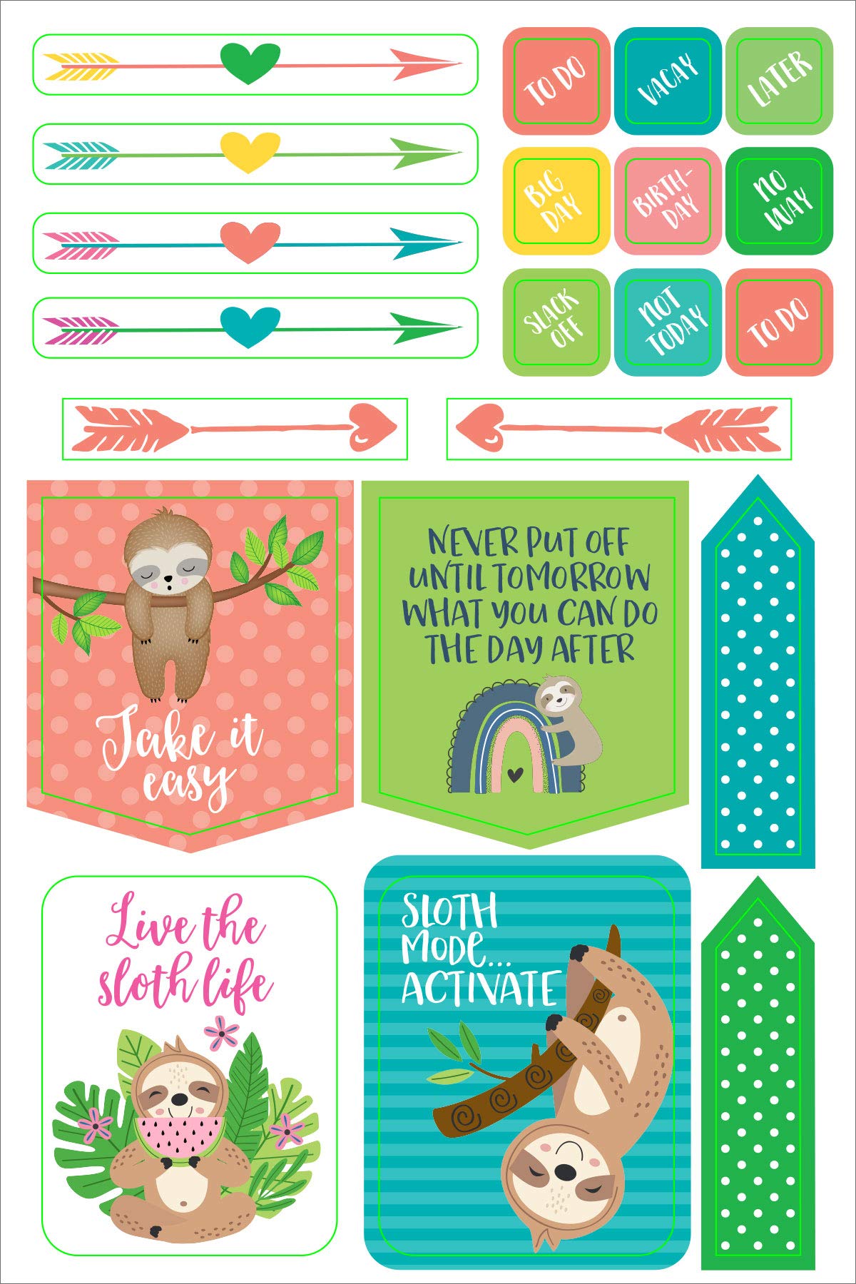 Essentials Sloth Planner Stickers (over 160 stickers!) (Essentials Planner Stickers) - Image 9