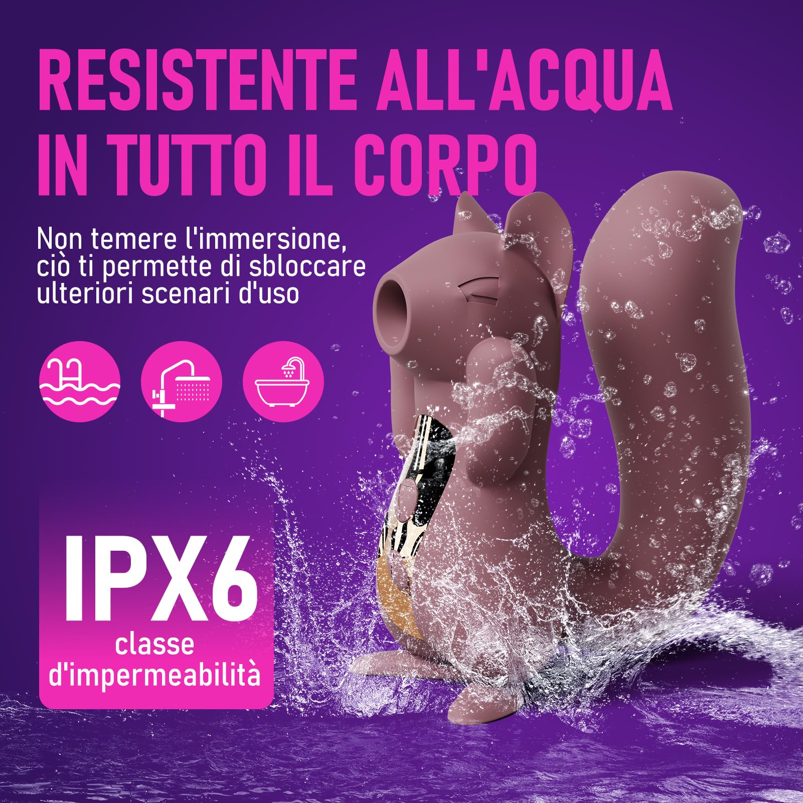Massaggiatore Intimo Donna a Scoiattolo - Stimolatore Clitorideo con Aspirazione e Vibrazione, Massaggio Intimo con 10 Modalità, Silicone Sicuro, Impermeabile, USB Ricaricabile