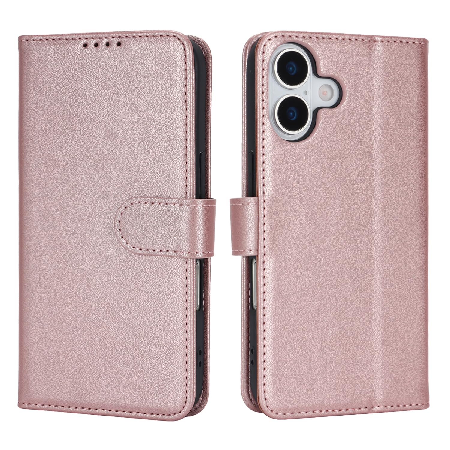 – Case for iPhone 17 Wallet Case with Card Holder for Women, Phone Case for iPhone 17 Case Wallet with Credit Card Slots Flip Case for Men - Rose Gold