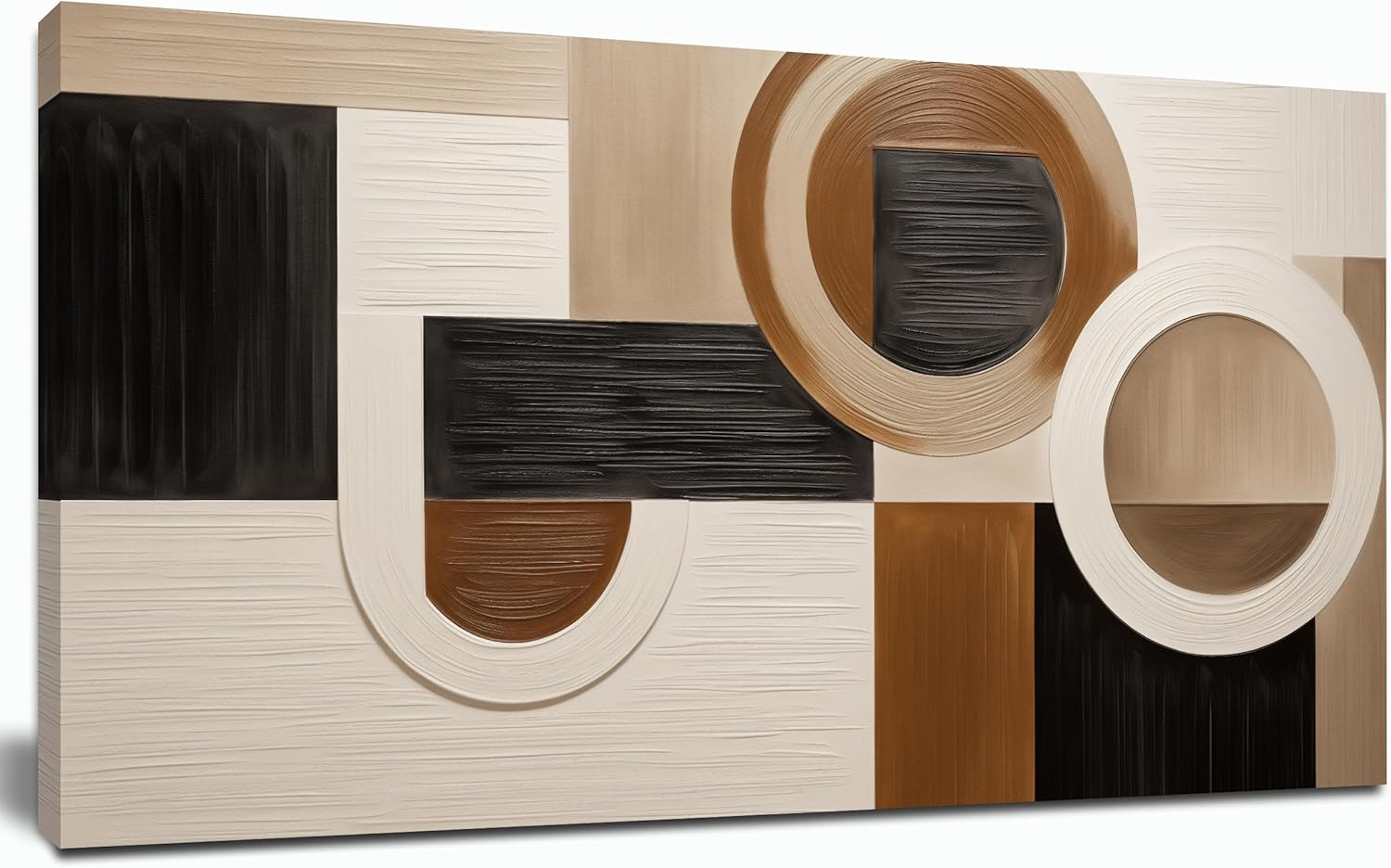 Tarfupth Brown Abstract Wall Art for Living Room Large Black Boho Geometric Modern Minimalist Canvas Prints Artwork for Bedroom Office Kitchen Ready to Hang 20x40 Inch