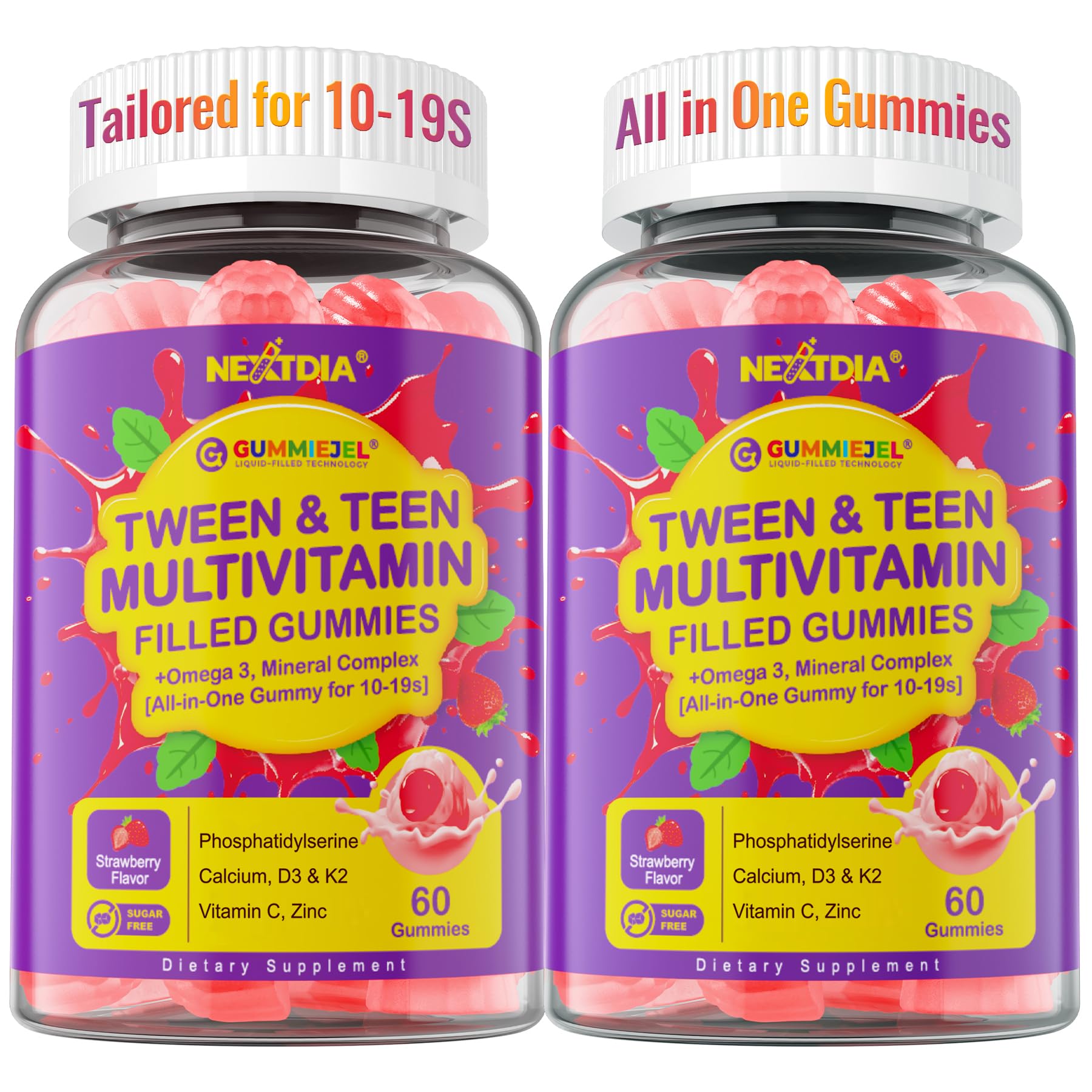 Multivitamin Filled Gummies for Teen Boys Girls 10,11, 12-17, 18, 19