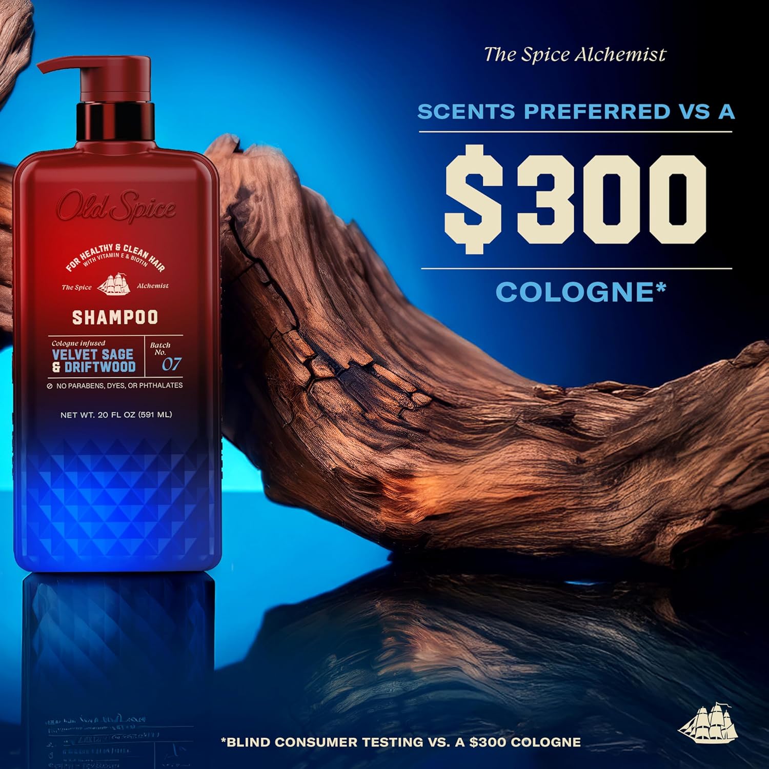 Old Spice Men's Shampoo, The Spice Alchemist Collection, 24/7 Cologne-Infused Velvet Sage & Driftwood Scent, Free of Parabens & Phthalates, 21.9 fl oz - Image 3
