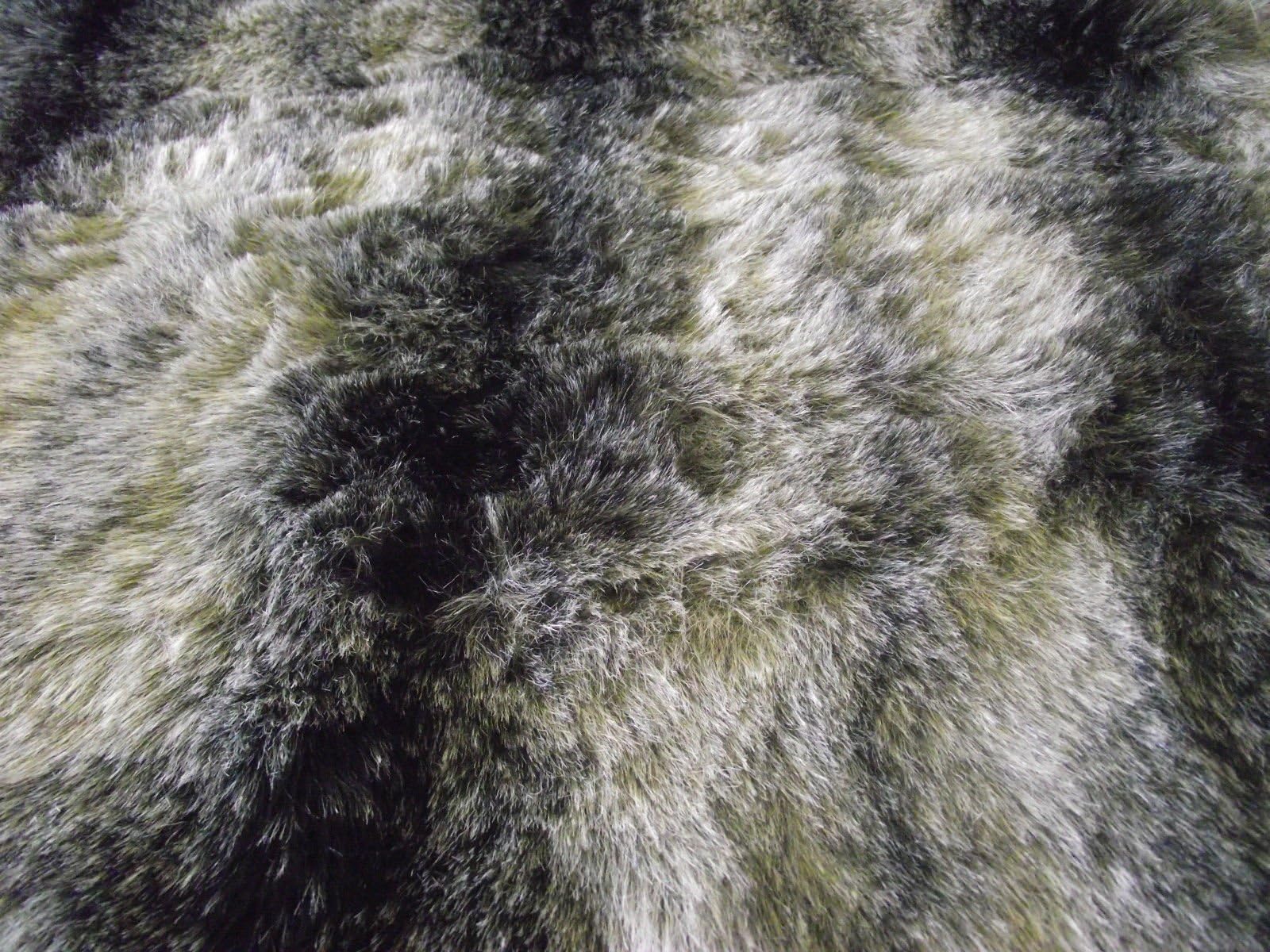 Crs Fur Fabrics Black Luxury Animal Faux Fur Fabric Material Wolf, 1Mtr - 150Cmx100cm