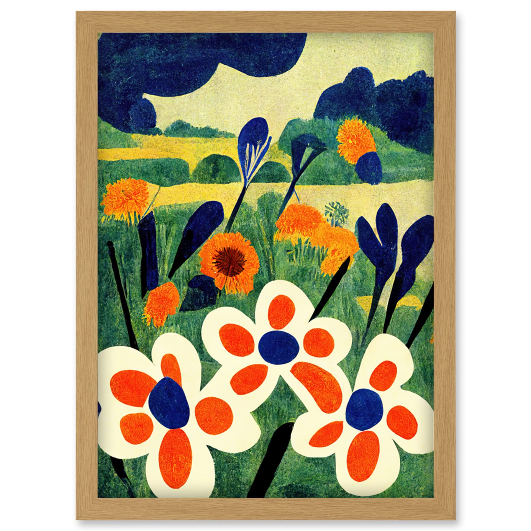 Doppelganger33 LTD Henri Matisse Style Meadow Flowers Iris Artwork Framed Wall Art Print A4