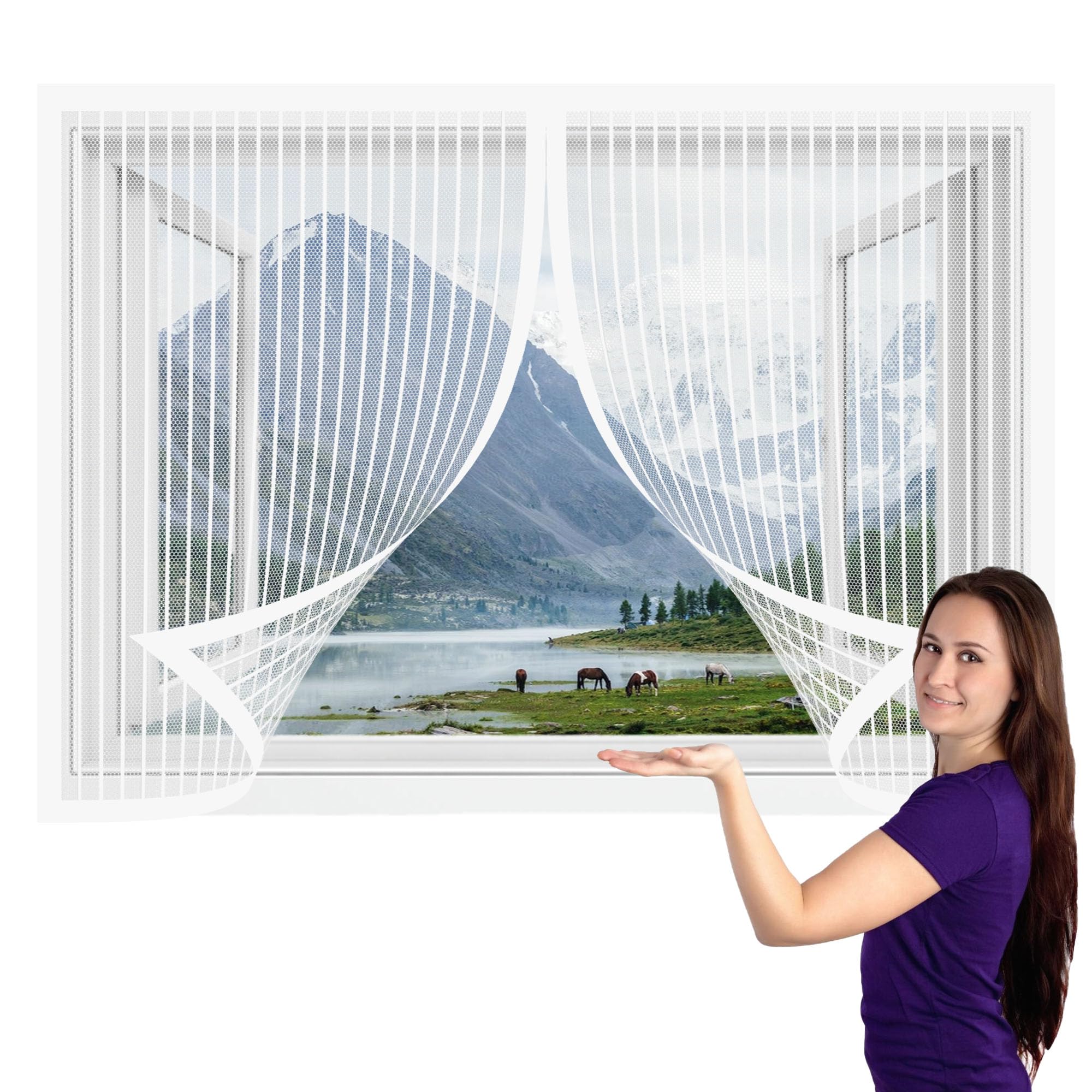 Wuqinc White Fly Screens For Window 130 X 178 Cm Magnetic Fly Screen Window Without Drilling Keep Insects Out For Transparent Screen,