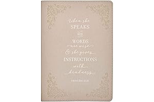 When She Speaks Proverbs 31 Woman Bible Verse Ivory Faux Leather Journal...