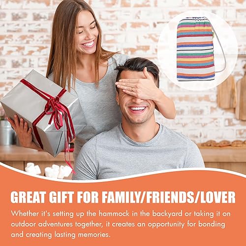 Miniatura 62 de Hamaca brasileña con correas para árboles, hamacas de algodón, hamaca portátil con bolsa de transporte para patio trasero, porche, uso en exteriores