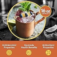 Vista 3 de Solid Copper, Tazas de Cobre para tragos Moscow Mule, 16 y 22 onzas, Cobre Puro 100 %, Tazas para Moscow Mule Auténticas, Anaranjado