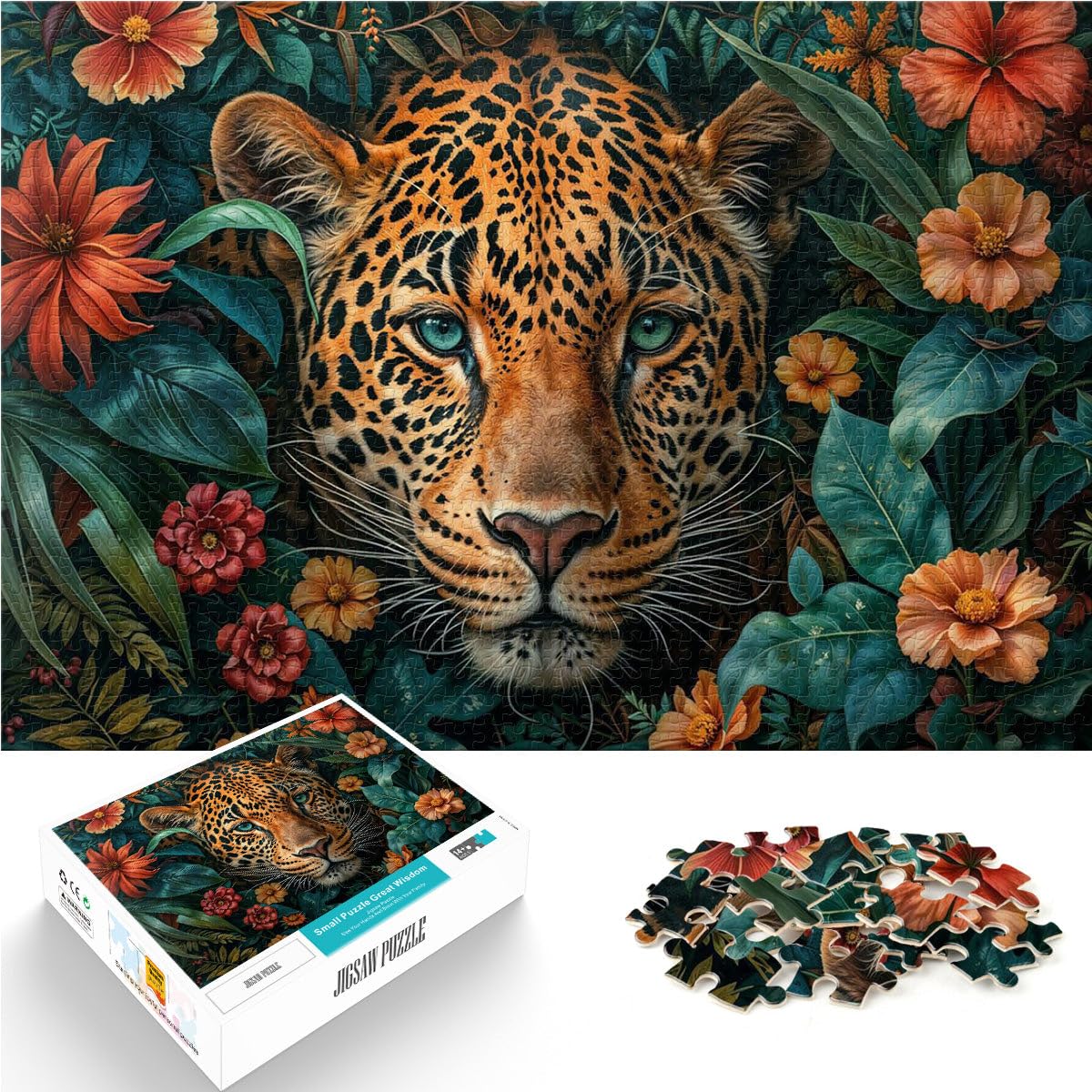 Puzzle da 2000 pezzi per adulti pantera dagli occhi dorati Fatto di cartone Adatto a partire dai 14 anni gioco educativo di apprendimento Migliorare l'amore tra le coppie misurare：70x100cm