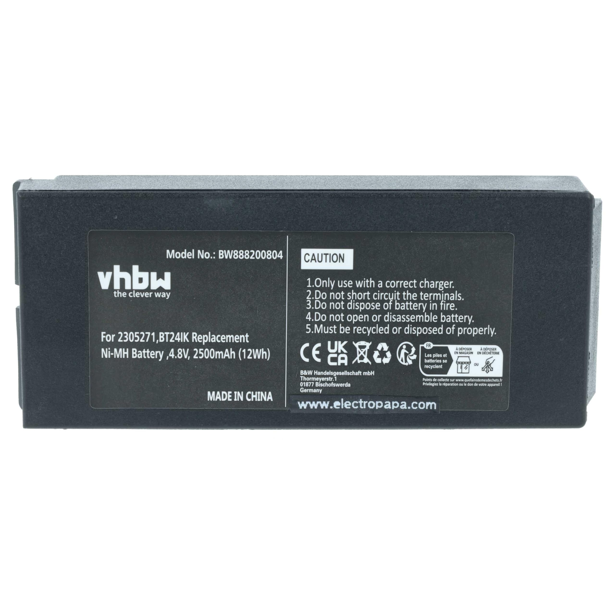 vhbw 2X batería reemplaza Ikusi BT24IK, BT20K, 2305271 para Mando a Distancia Industrial (2500 mAh, 4,8 V, NiMH) - Negro