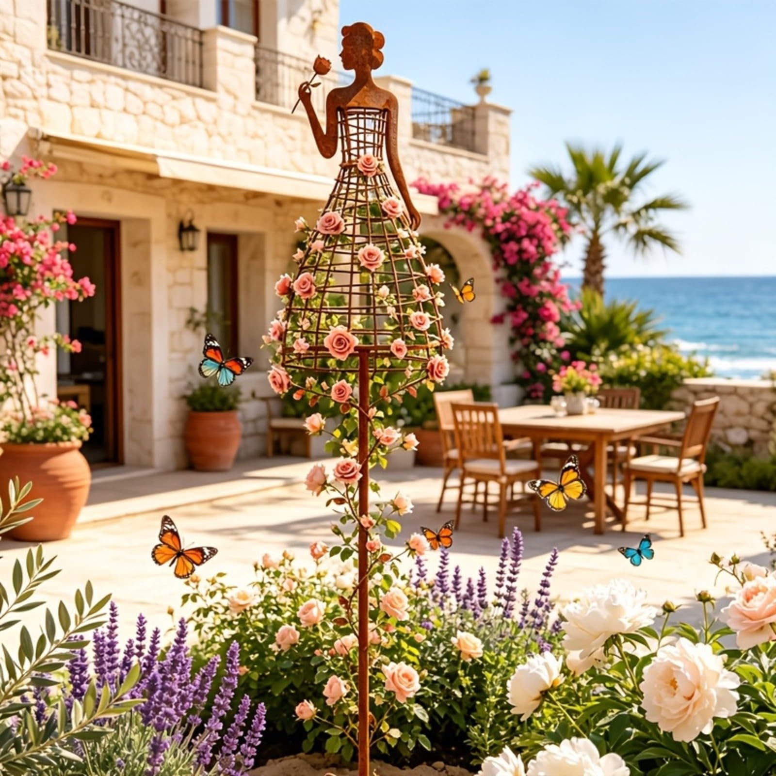 Gralara Traliccio a Forma di Resistente Intemperie Decorazione da Giardino a Silhouette Femminile per Giardinieri, Aiuola, Patio