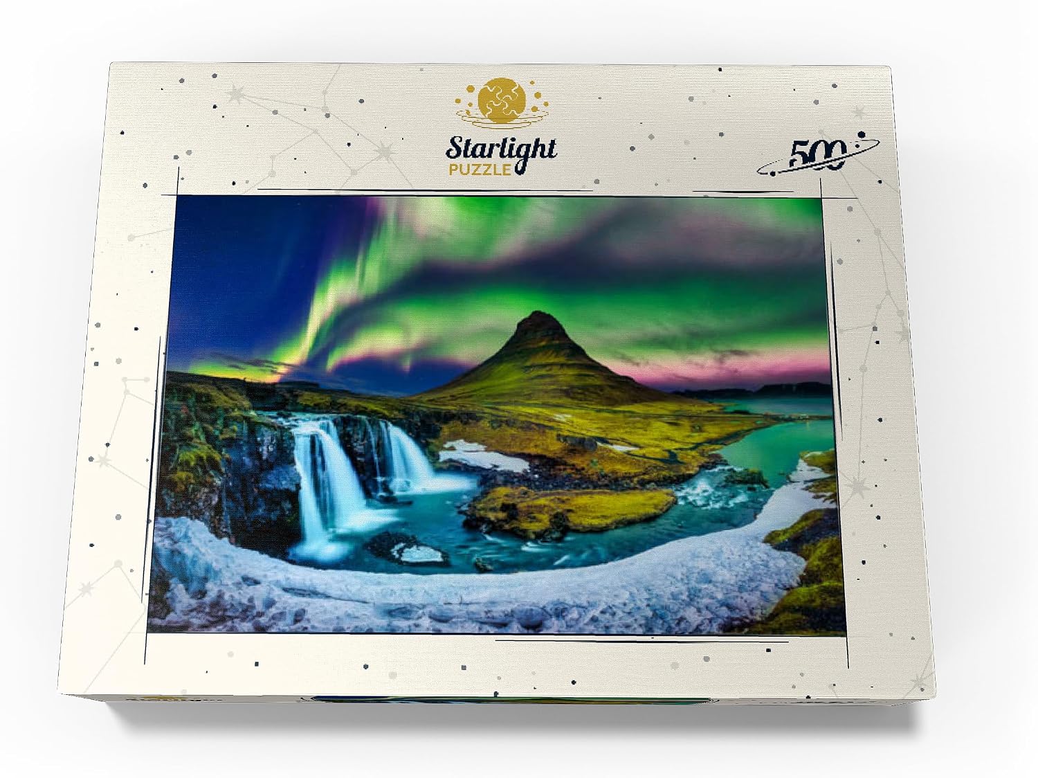 MyPuzzle Northern Lights Aurora Borealis At Kirkjufell in Iceland - Premium 500 Piece Jigsaw Puzzle for Adults