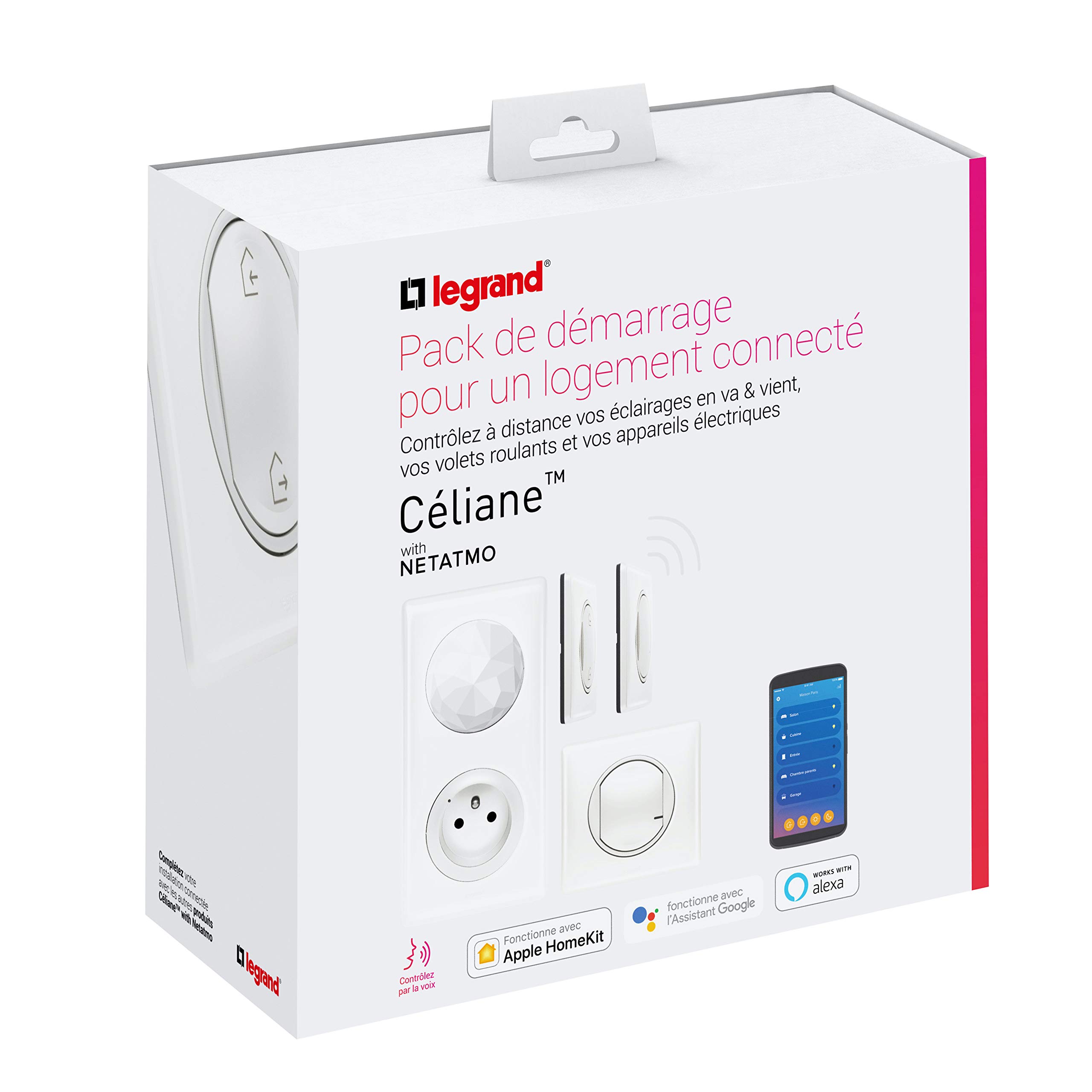 Starter Kit for Connecting a First Piece with 4 Products Céliane with Netatmo with White Yesterday Plate
